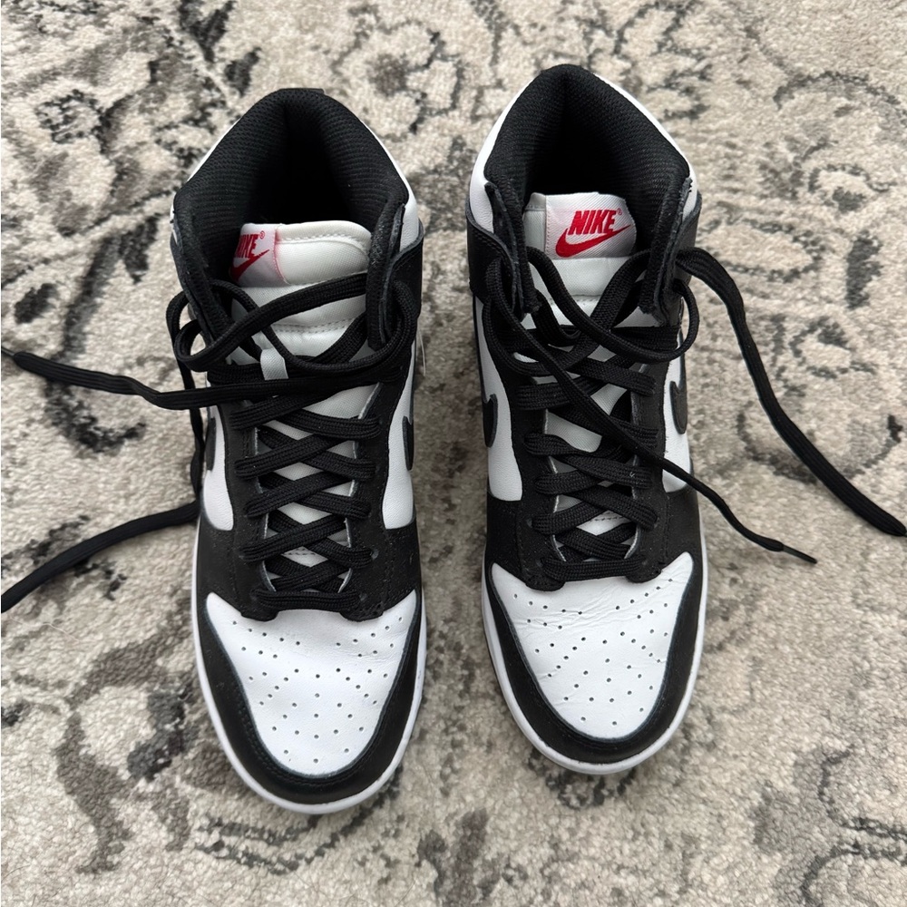 Nike Black and White Sneakers with Red Logo